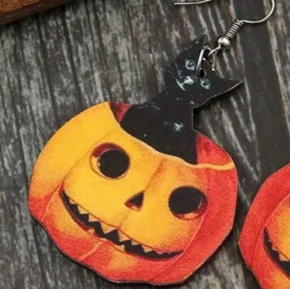 Halloween Pumpkin Fashion Jewelry Earrings! Fun, cute, spooky and adorab… - Picture 2 of 7